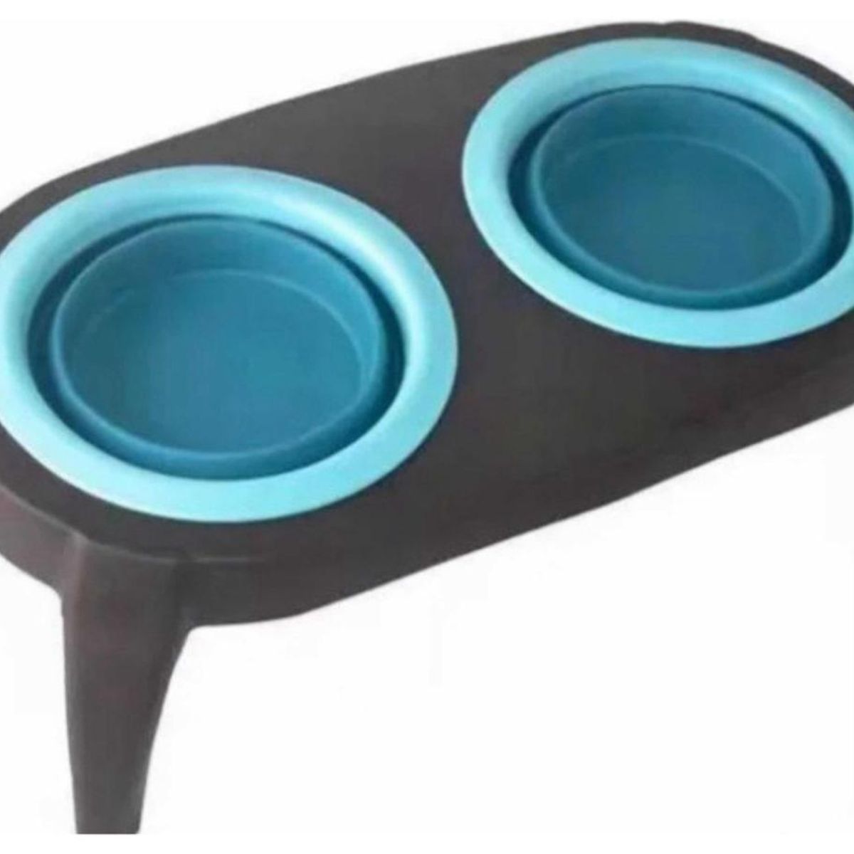 GENERICO - Plato Doble Plástico Plegable Para Mascotas Celeste
