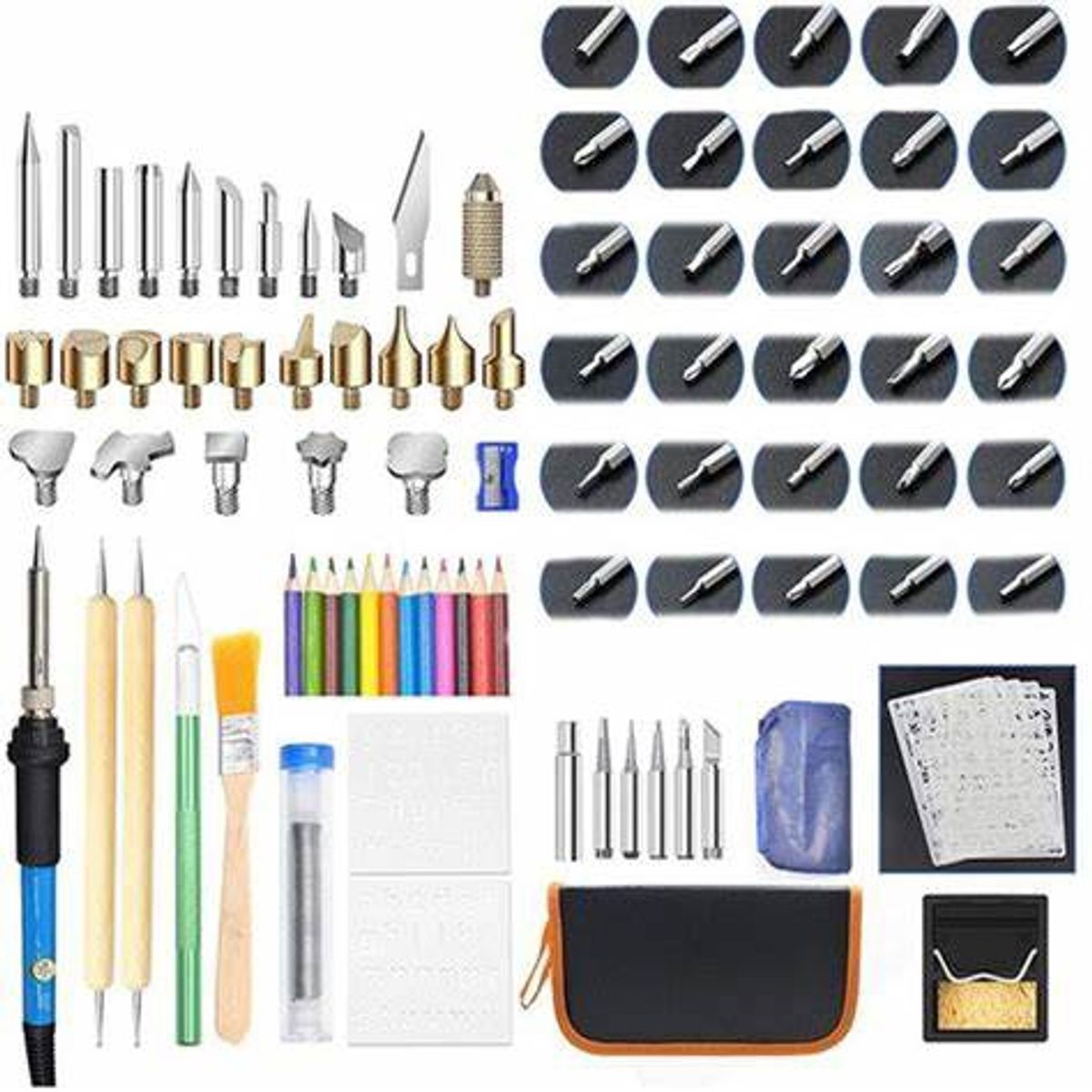 GENERICO - Pirograbador Madera Cautín Soldador Punto Lápiz 60w 101 Pcs