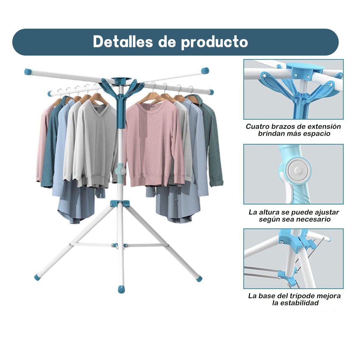 AIZO - Tendedero De Ropa Plegable Rack Útil Pequeño Espacio