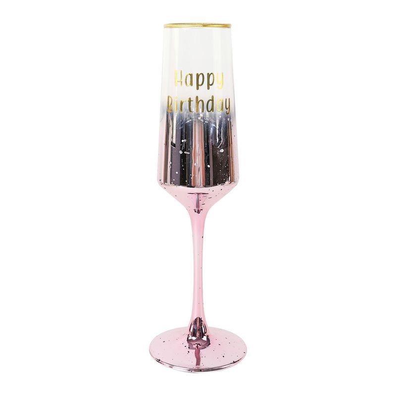 DANNY HOME - Copa de Champan Rosado Degradado con Bordados Dorado en Caja de Regalo