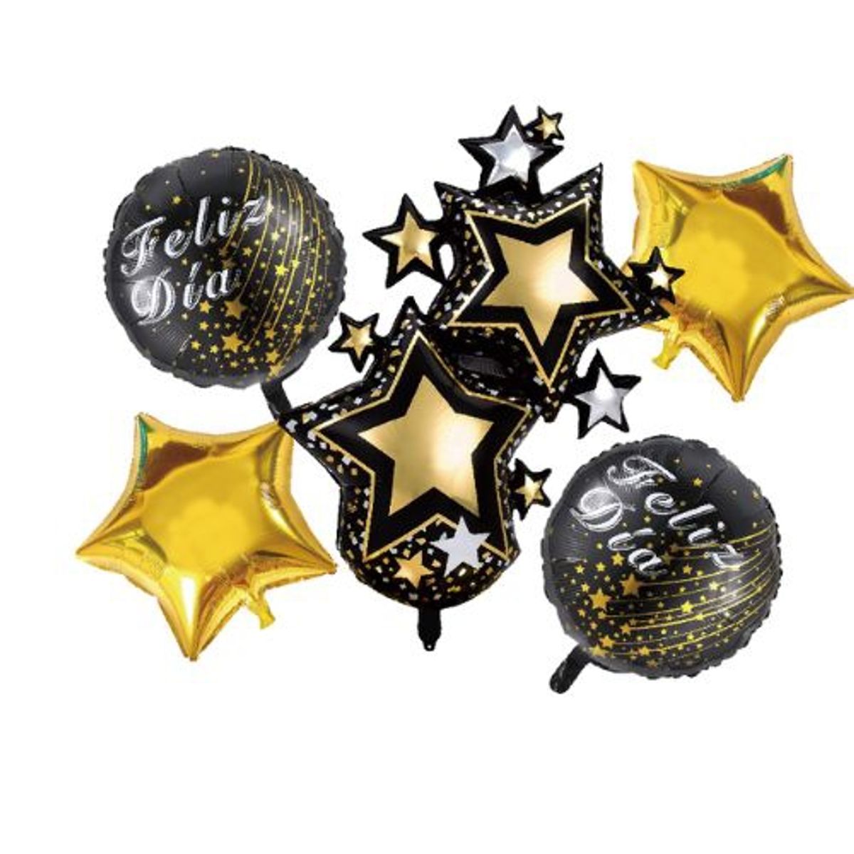 GENERICO - Globos Diseño Estrella Redondo Latex Dorado Negro