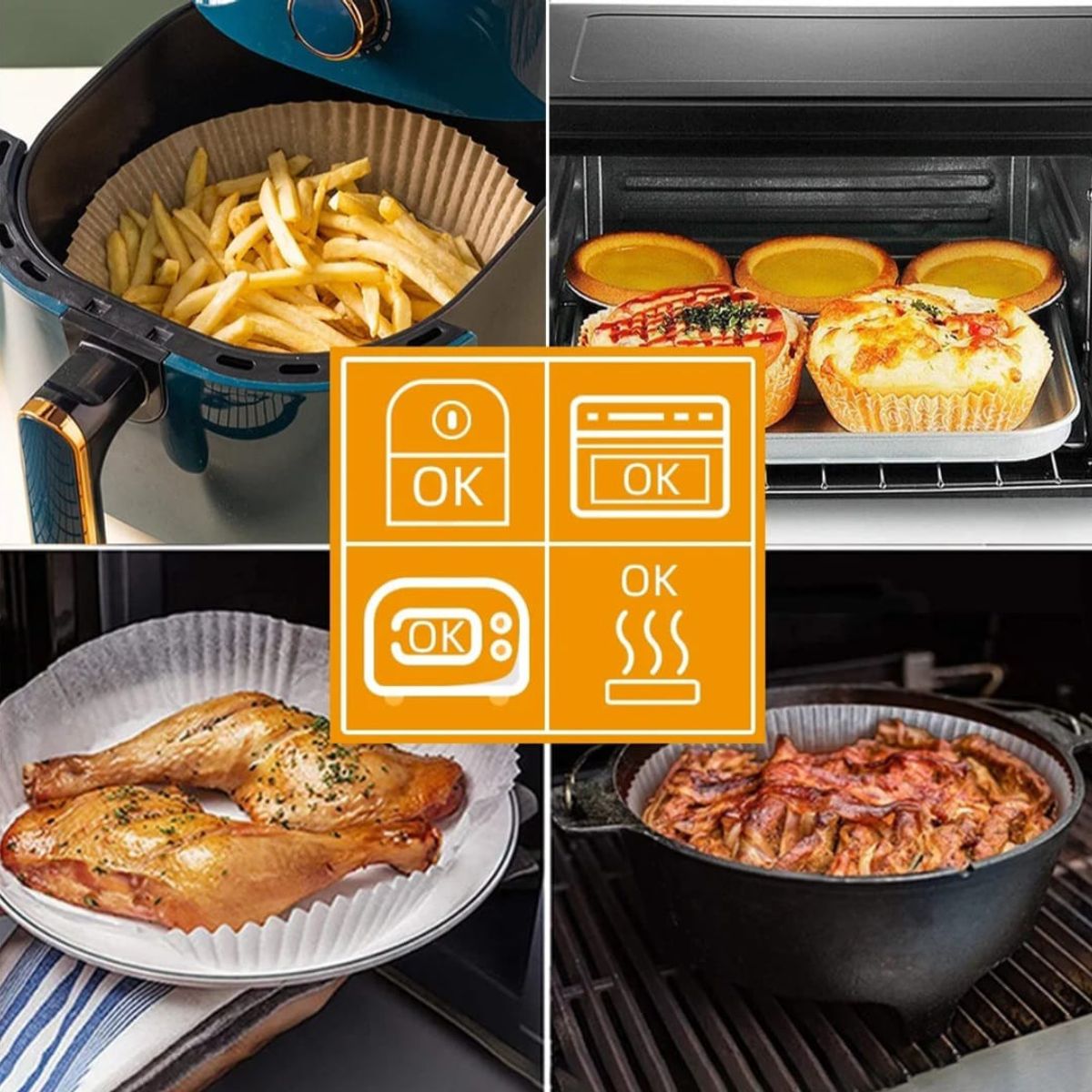 GENERICO - Protector AIRFRYER Forro Papel Antiadherente Freidora 50UND