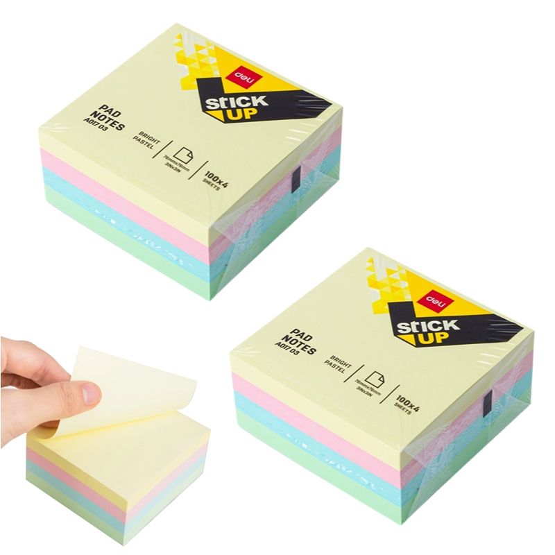 DELI - Deli Notas Adhesivas Colores 400 Hojas 2 Piezas 76mm*76mm