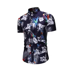EDWINAYY - Camisa Hombre Con Estampado De Flores Verano Informal