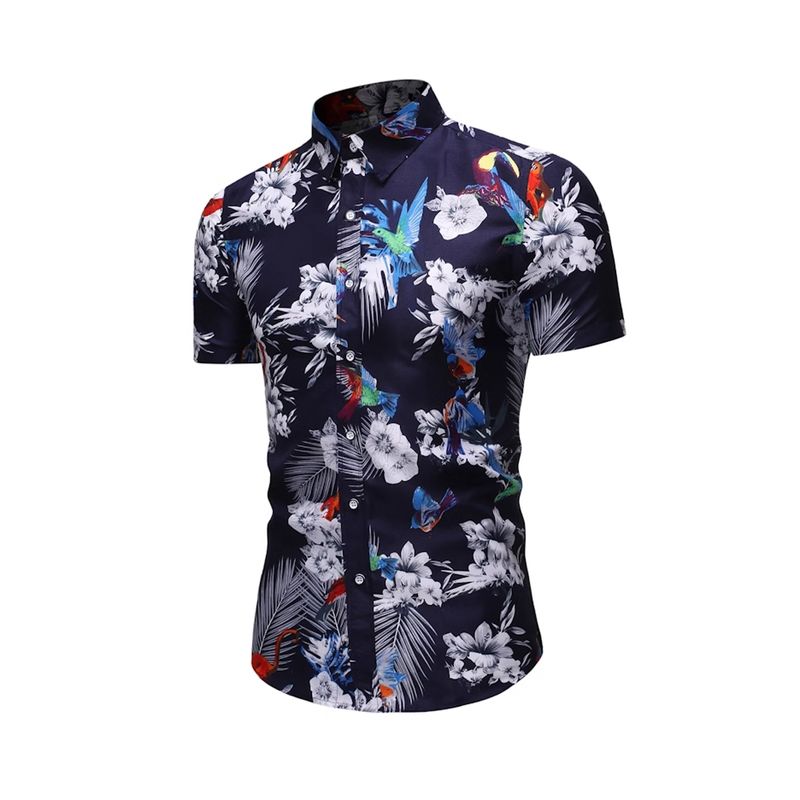 EDWINAYY - Camisa Hombre Con Estampado De Flores Verano Informal
