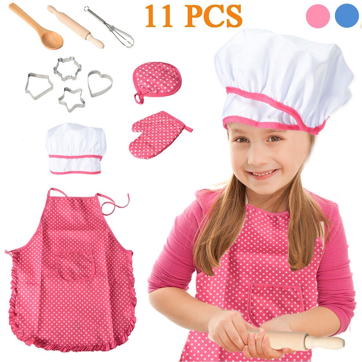 EDWINAYY - Set Delantal De Cosplay + Gorro De Chef Para Cocinar 11 Piez