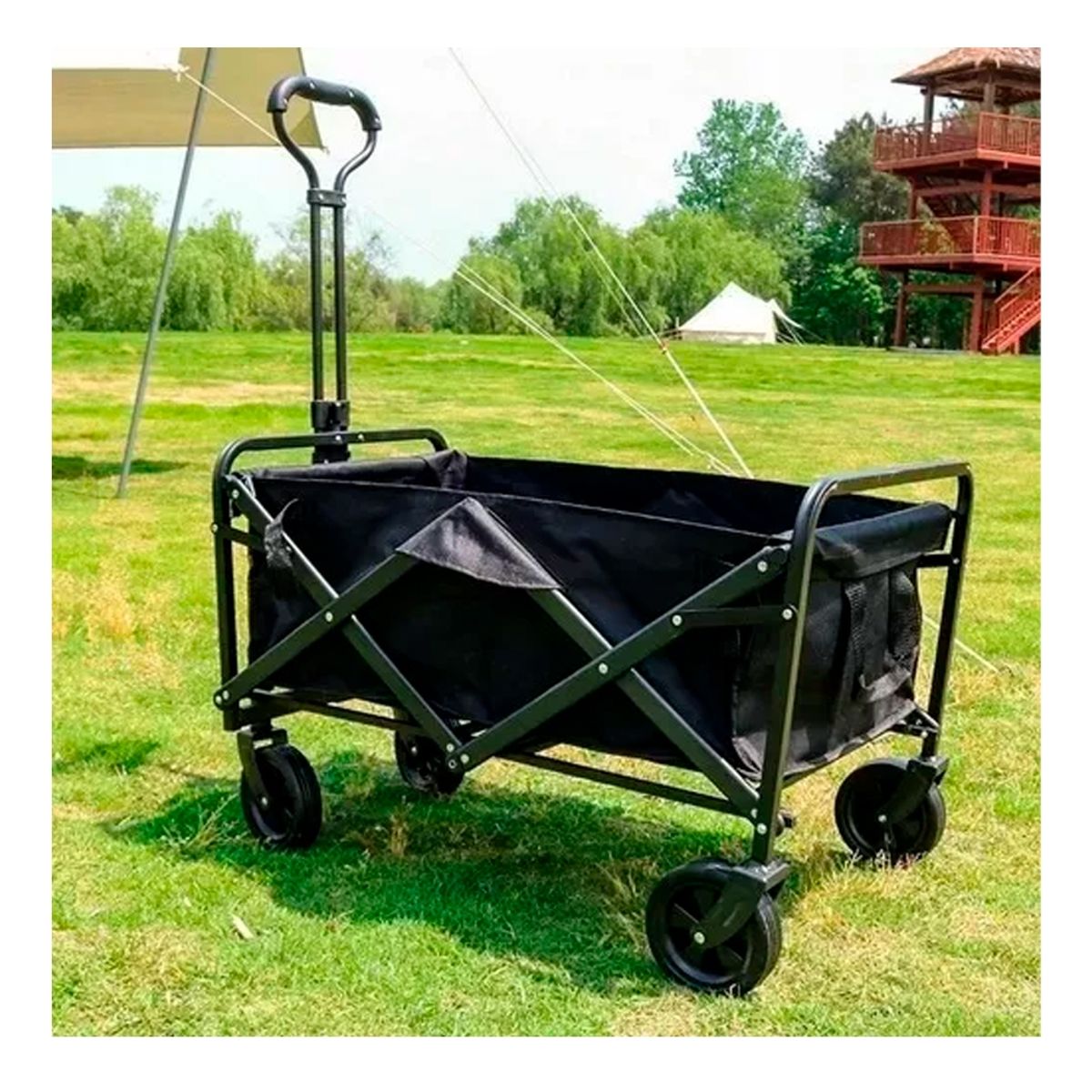 GENERICO - Carrito Para Compras Plegable Ideal Para El Camping Color Negro