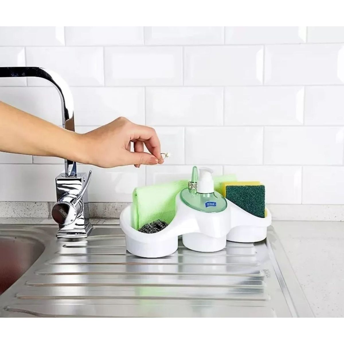 TITIZ - Dispensador De Jabón Loza Organizador De Esponjas Titiz