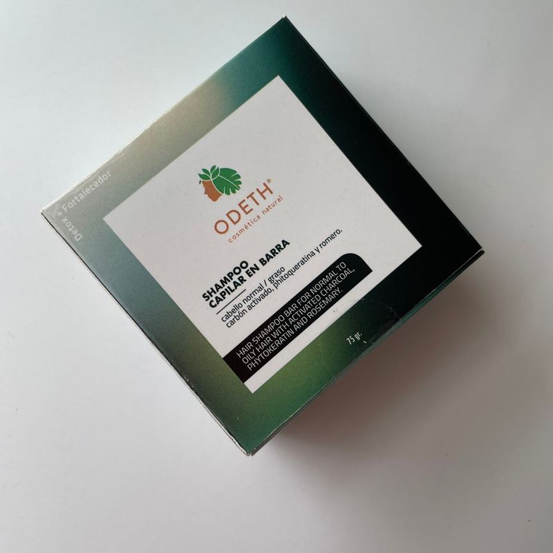 ODETH COSMETICA NATURAL - Shampoo sólido Carbón activado fitoqueratina Romero Detox fortalecedor.
