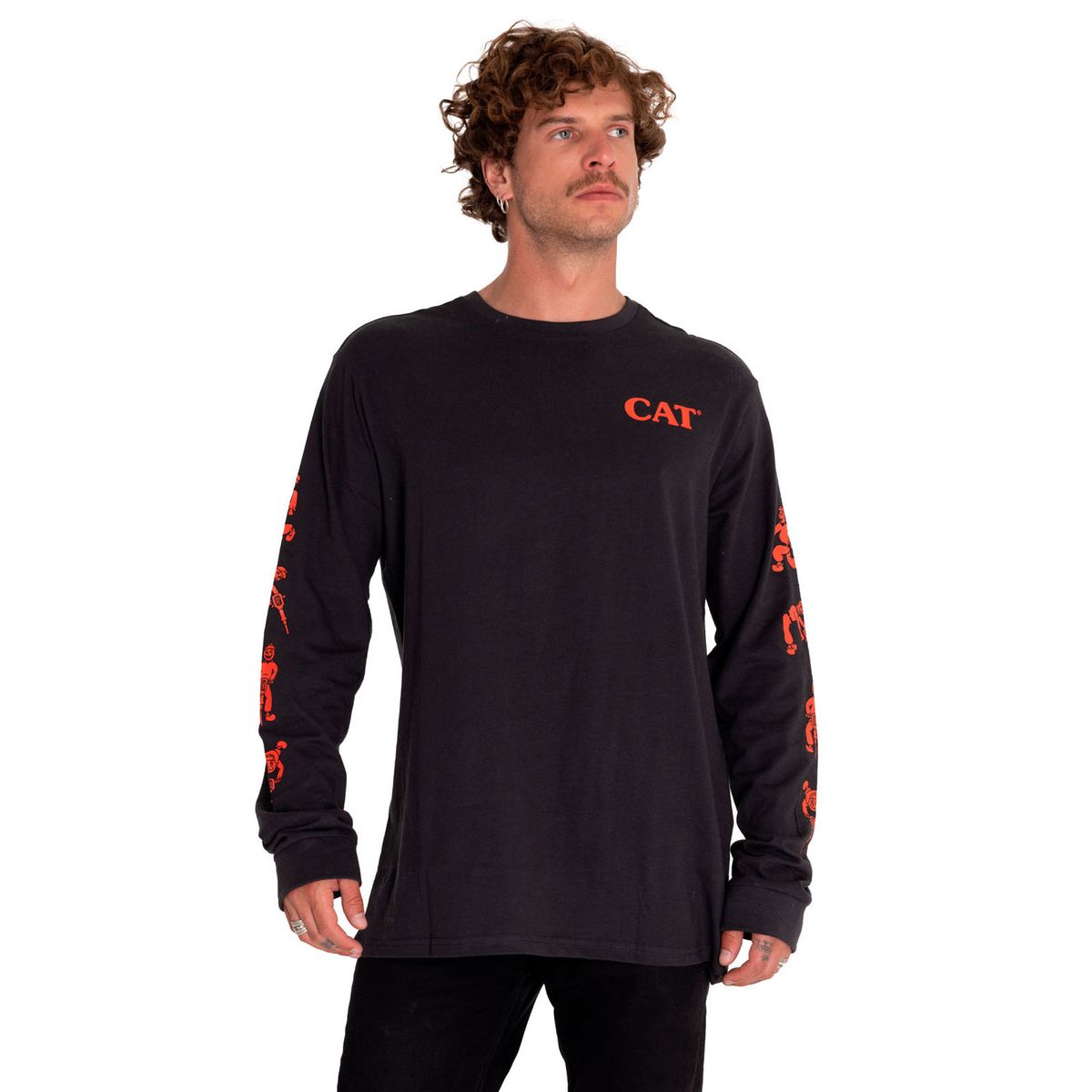 CAT - Polera Manga Larga Hombre Street Vibes Negro CAT