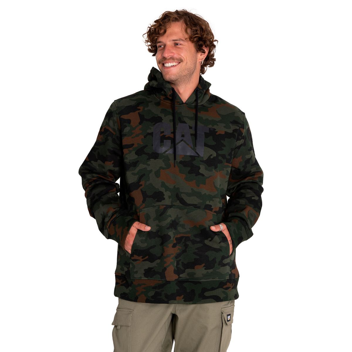 CAT - Polerón Hombre Logo Printed Pullover Hoodie Verde CAT