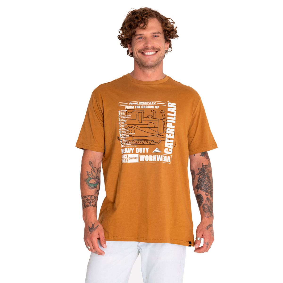 CAT - Polera Manga Corta Hombre Workwear Graphic Café CAT