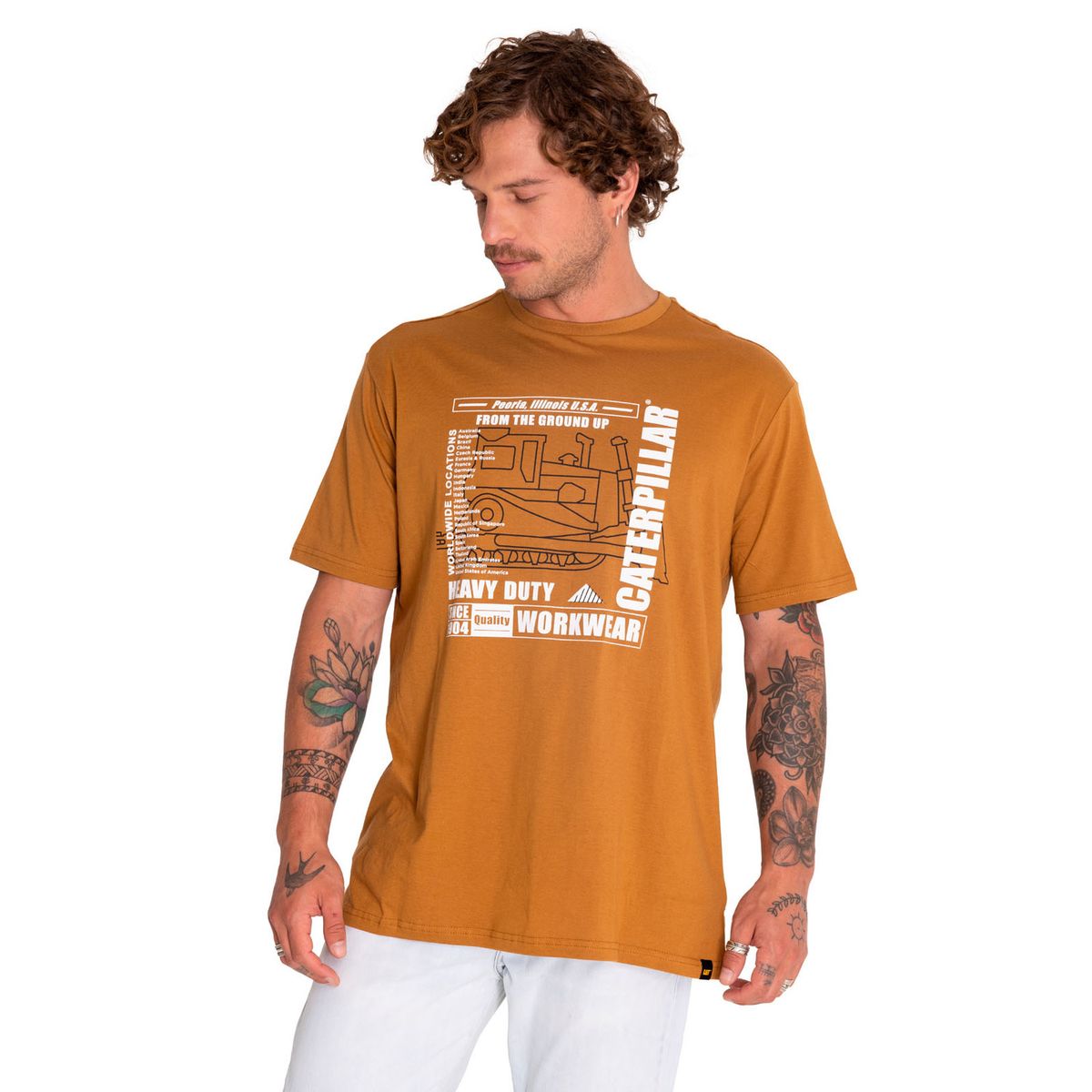 CAT - Polera Manga Corta Hombre Workwear Graphic Café CAT