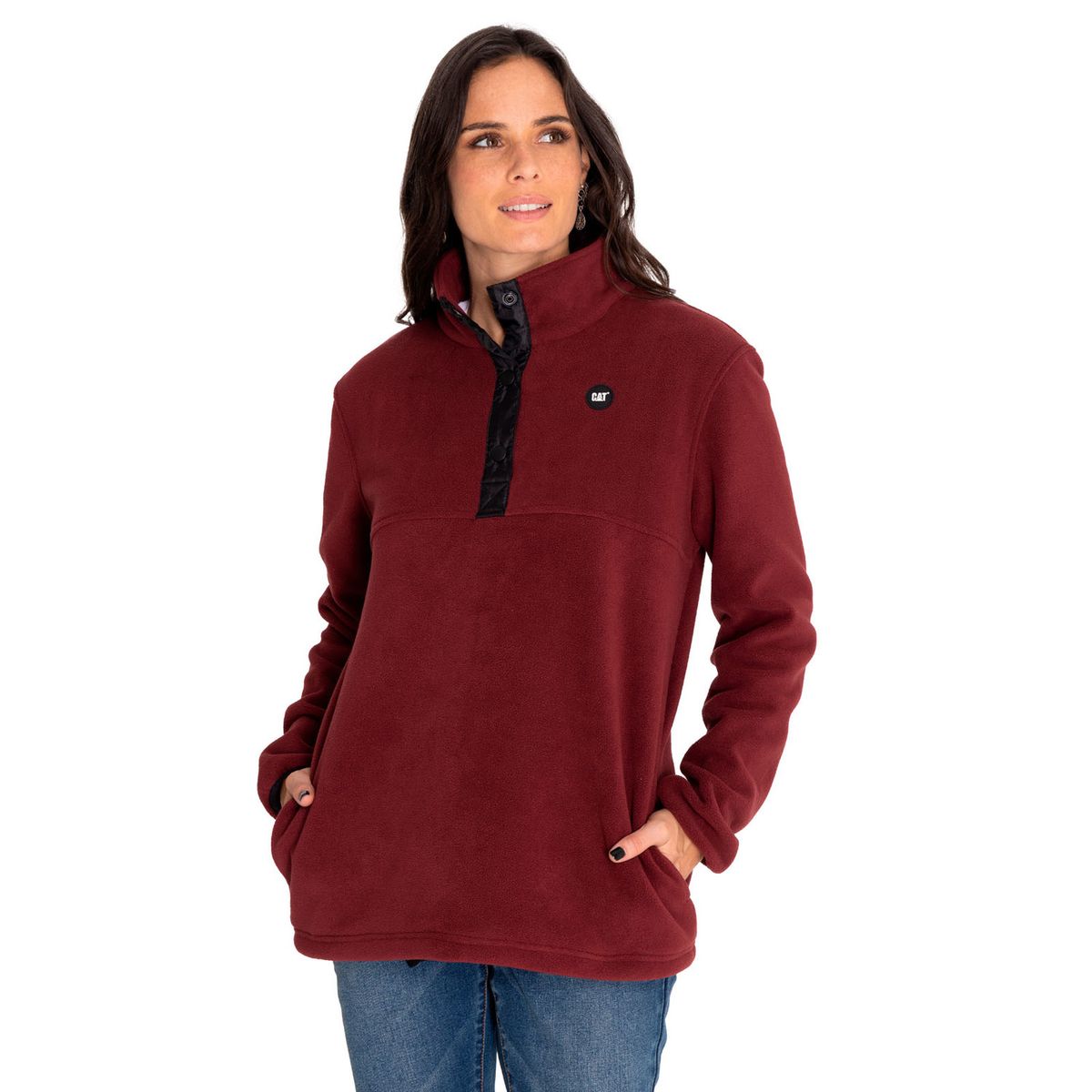 CAT - Polar Mujer Polar Fleece Half Snap Rojo CAT