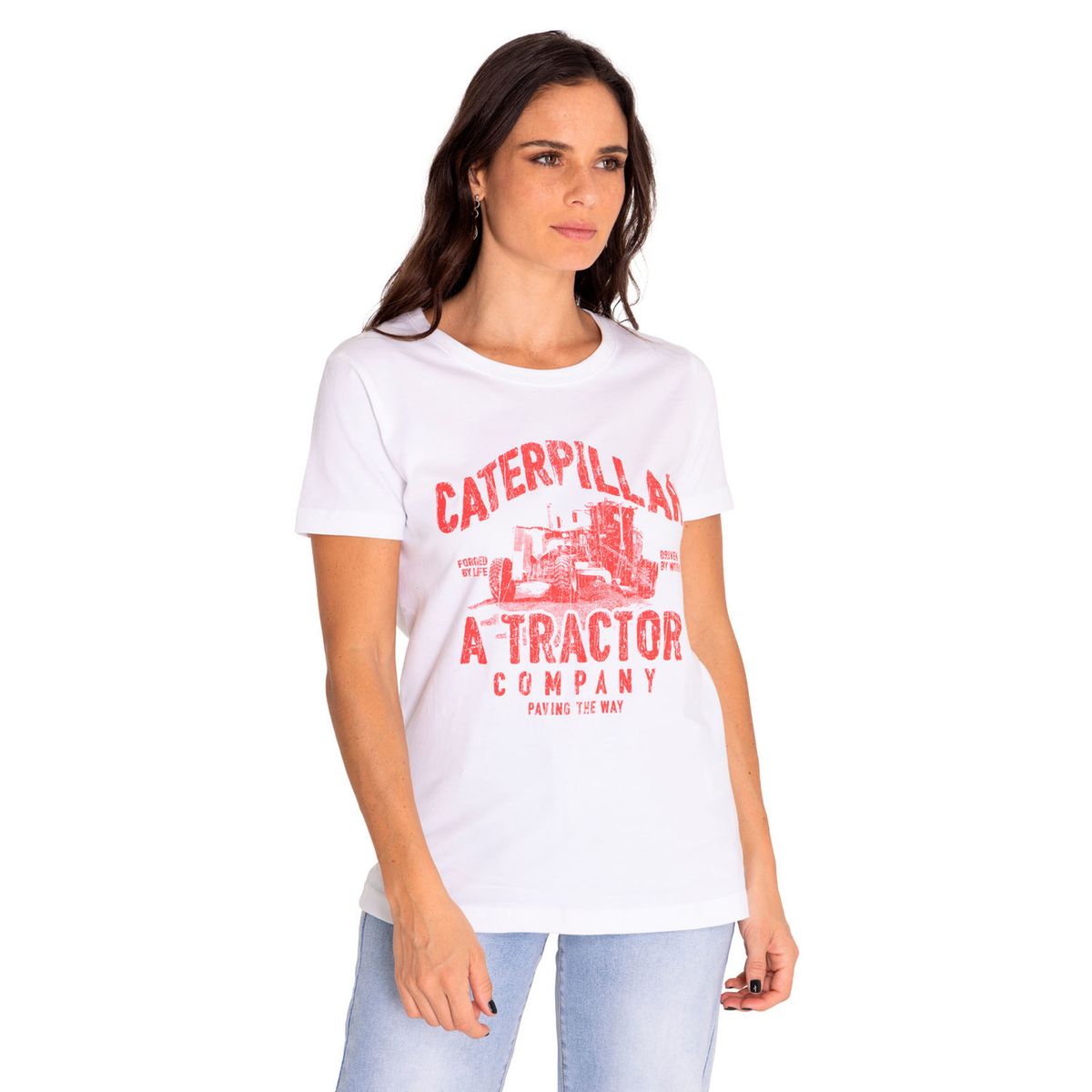 CAT - Polera Manga Corta Mujer Graphic Blanco CAT