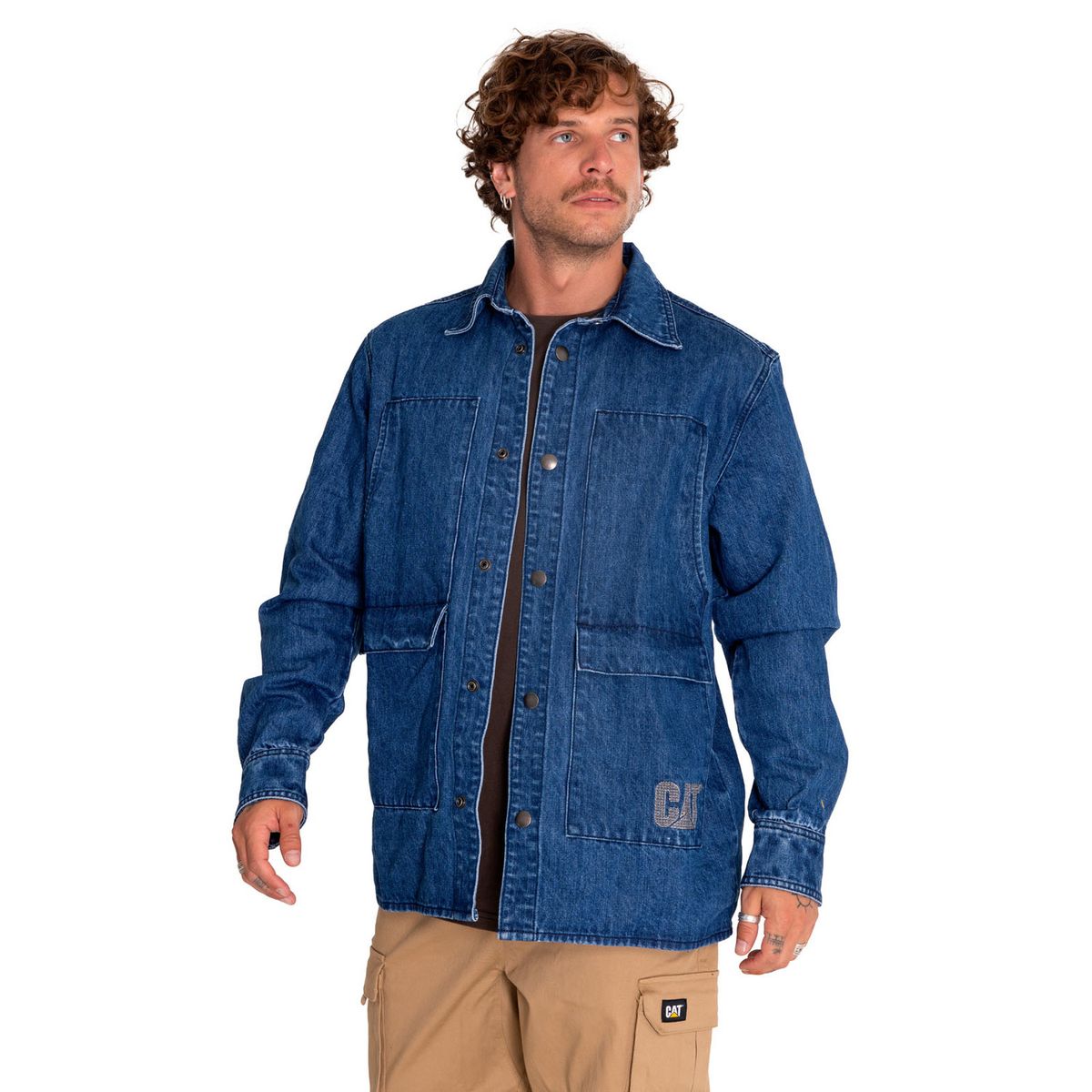 CAT - Chaqueta Unisex Rigid Denim Heavy Overshirt Azul CAT