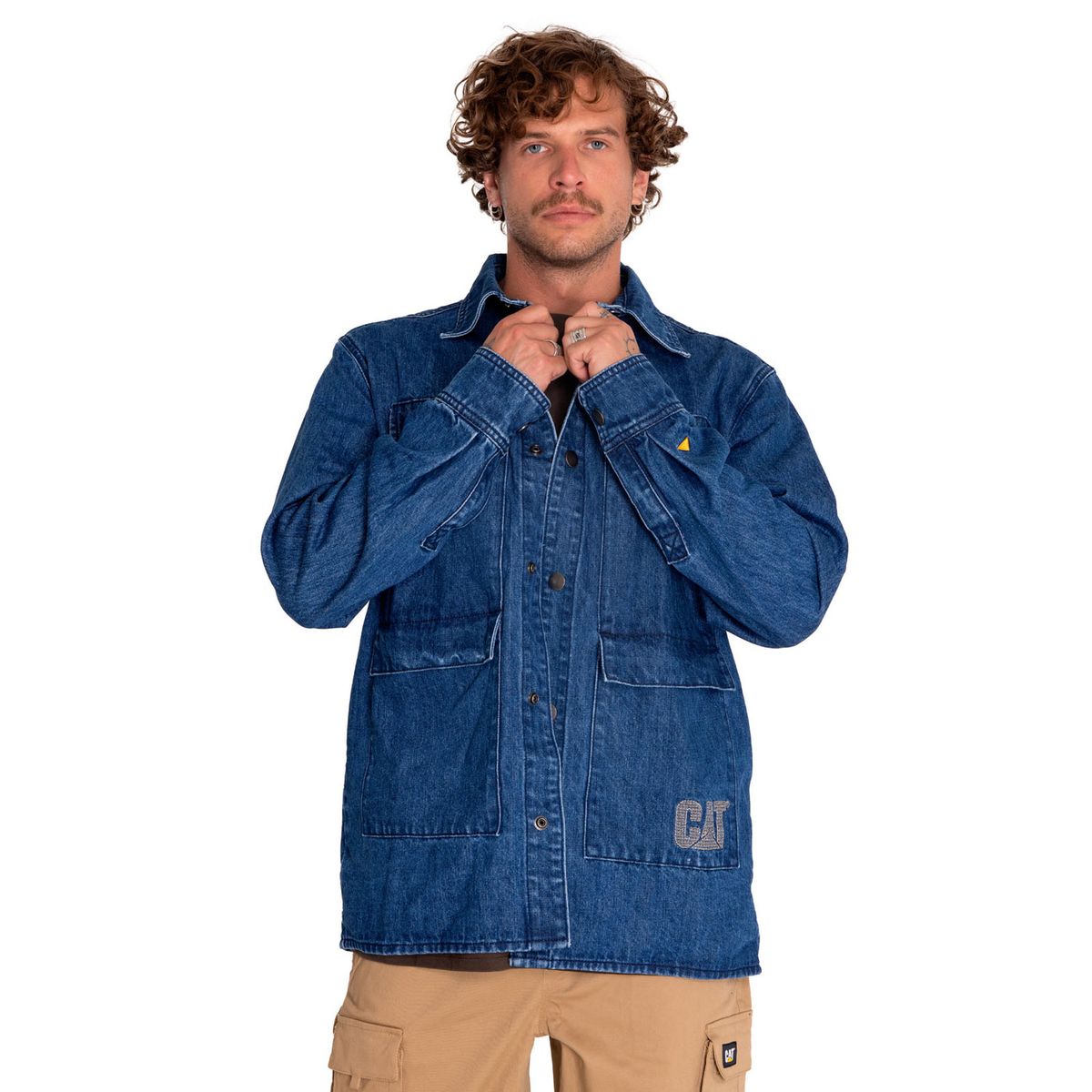 CAT - Chaqueta Unisex Rigid Denim Heavy Overshirt Azul CAT