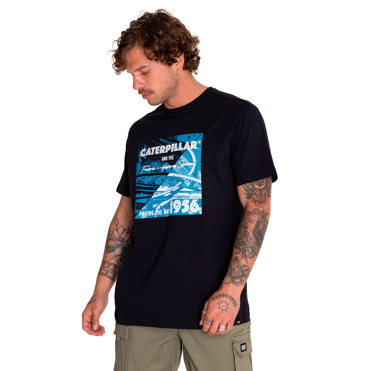 CAT - Polera Manga Corta Hombre Photo Graphic Negro CAT