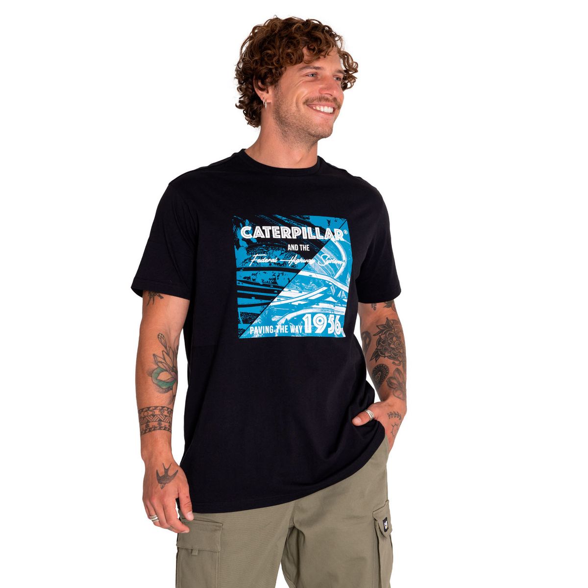 CAT - Polera Manga Corta Hombre Photo Graphic Negro CAT