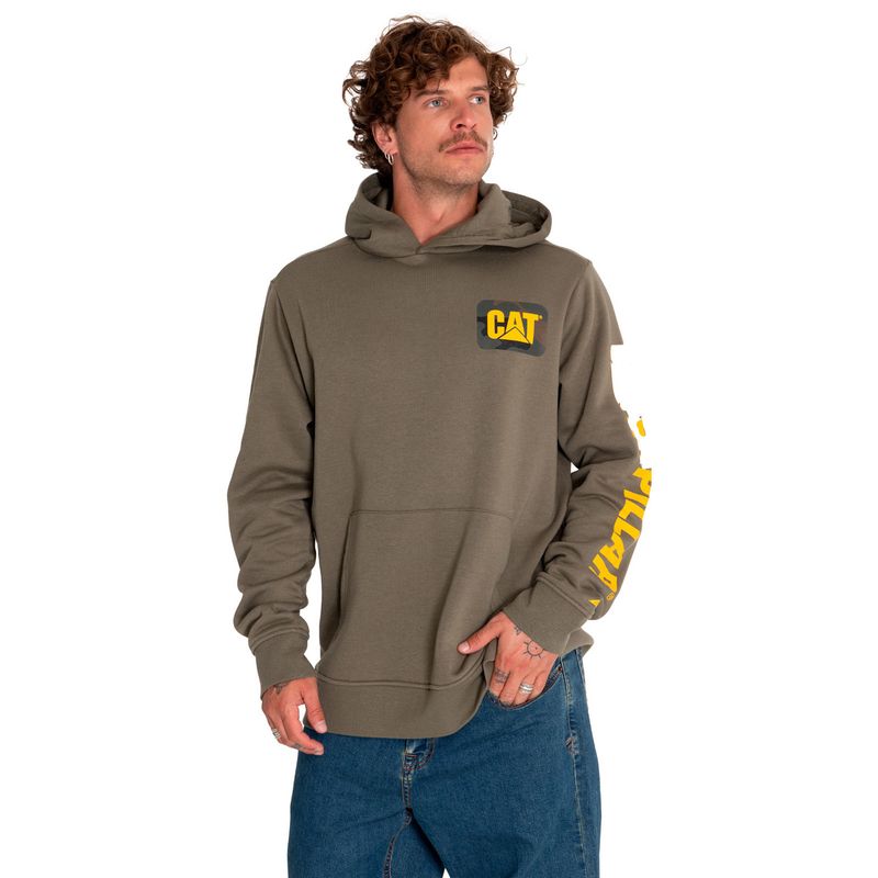 CAT - Polerón Hombre Fleece Logo Pullover Hoodie Verde CAT