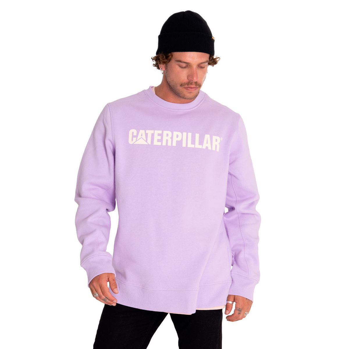 CAT - Polerón Unisex Logo Crewneck Sweatshirt Lila CAT