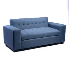 MUEBLES NEW - SOFA TRES CUERPOS AZUL INDIGO LINO