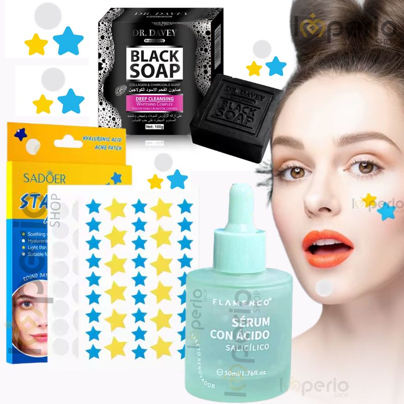 GENERICO - Serum Facial Jabon Limpiador Parches  Antiacne kit