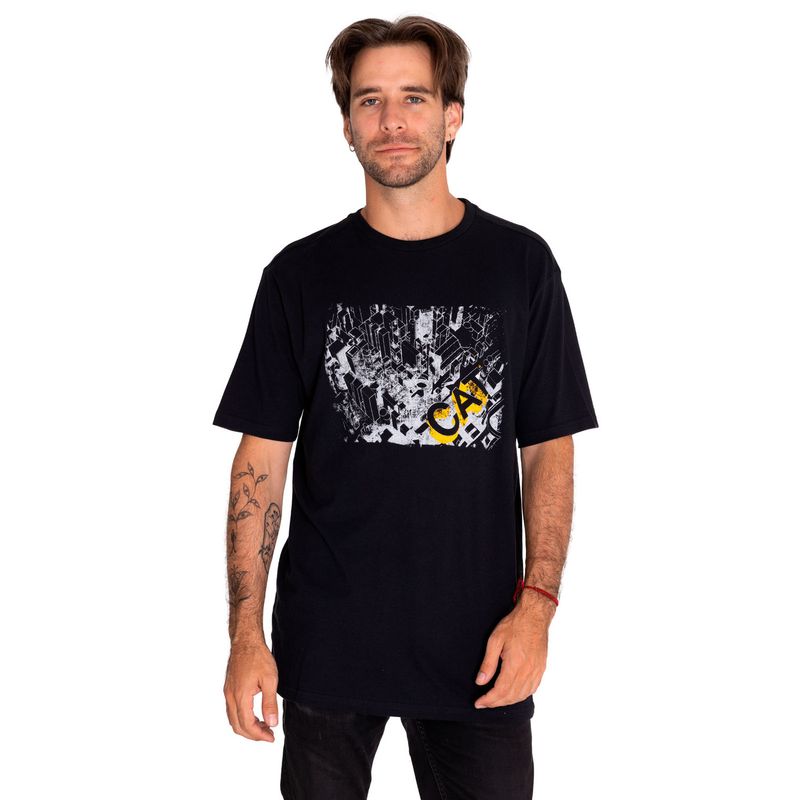 CAT - Polera Manga Corta Hombre Random Energy Negro CAT