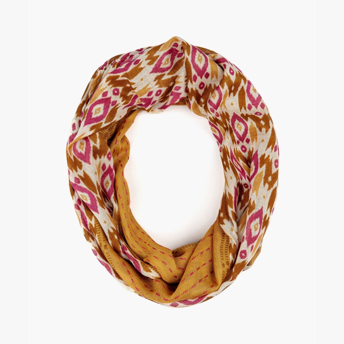 LOUNGE - Bufanda Mujer Infinito Manchas Étnicas Amarillo