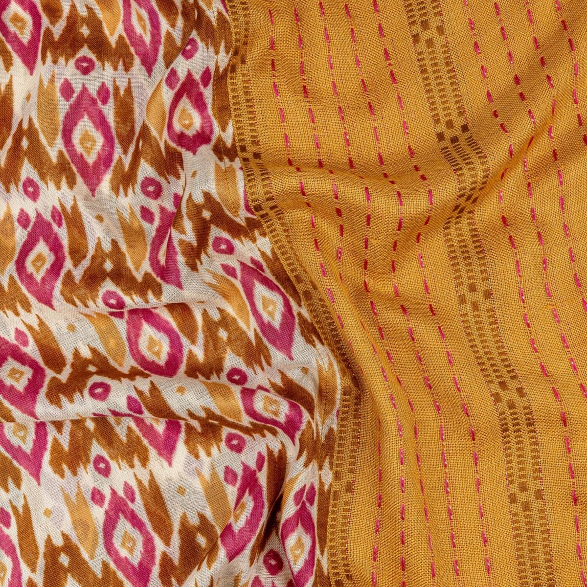 LOUNGE - Bufanda Mujer Infinito Manchas Étnicas Amarillo