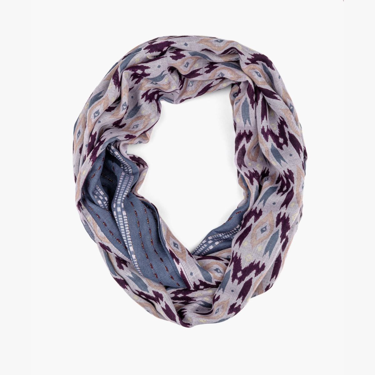 LOUNGE - Bufanda Mujer Infinito Manchas Étnicas Azul