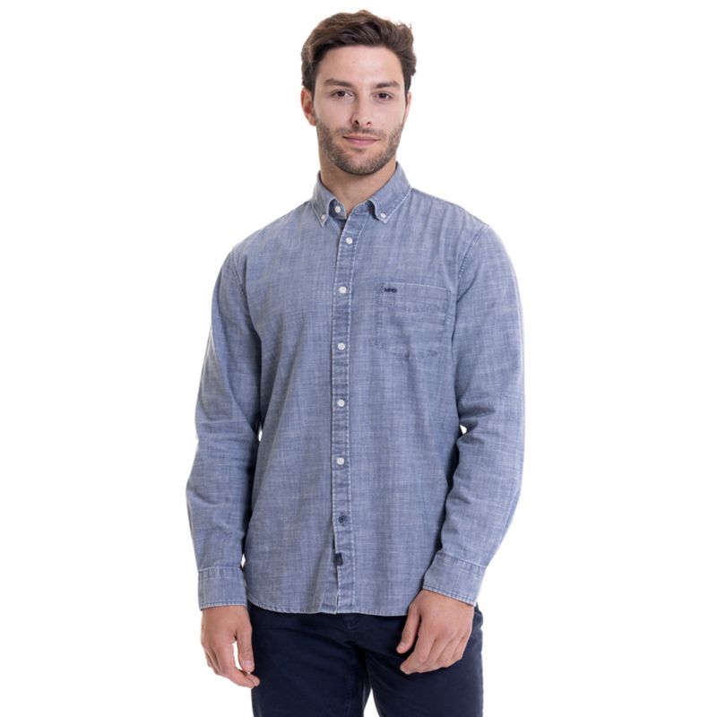 MCGREGOR - Camisa Jacquard Look Denim Comfort Fit Azul Denim MCGREGOR