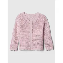 GAP - Sweater Cárdigan Toddler Niña Crochet Rosado GAP.