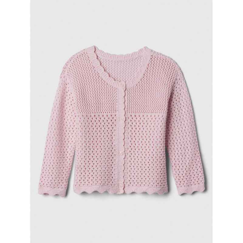 GAP - Sweater Cárdigan Toddler Niña Crochet Rosado GAP.
