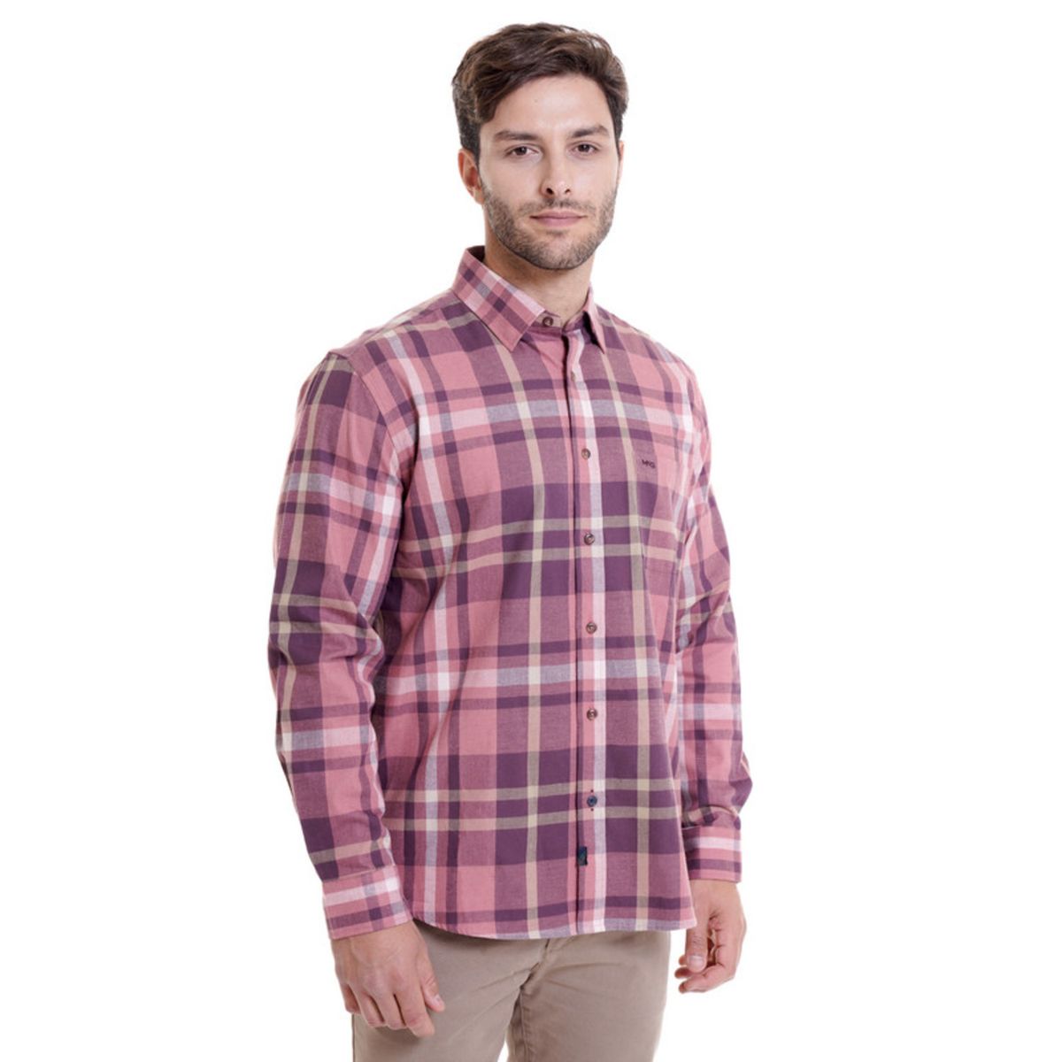 MCGREGOR - Camisa Villela Escocesa Regular Fit Coral MCGREGOR
