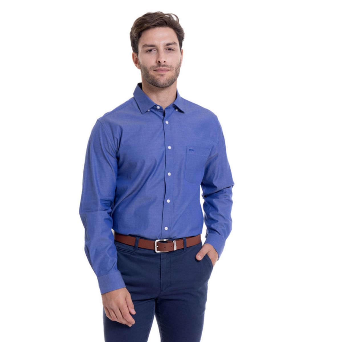 MCGREGOR - Camisa Oxford Satinado Comfort Fit Azul MCGREGOR