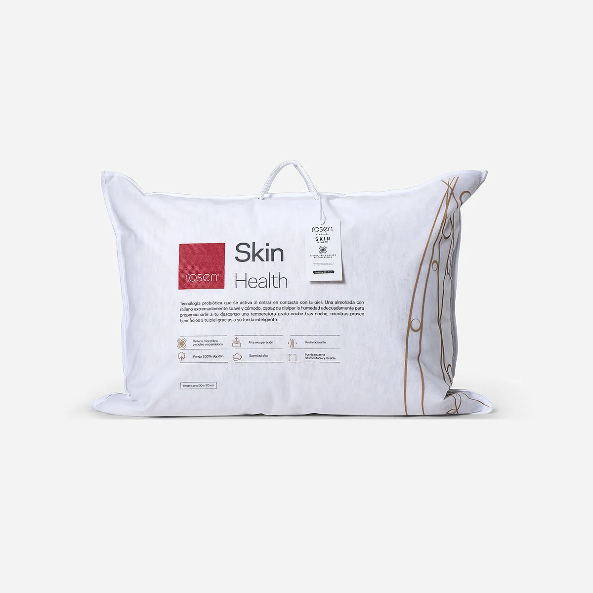 ROSEN - Almohada Skin+ Microfibra/Viscoelástica Americana 50x70 cm