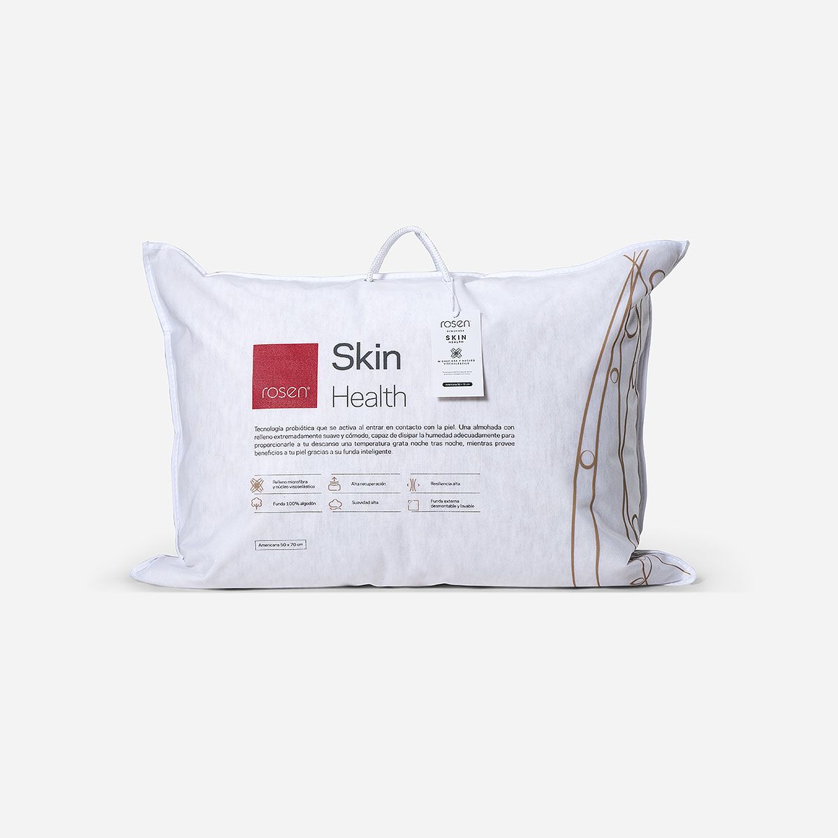 ROSEN - Almohada Skin+ Microfibra/Viscoelástica Americana 50x70 cm
