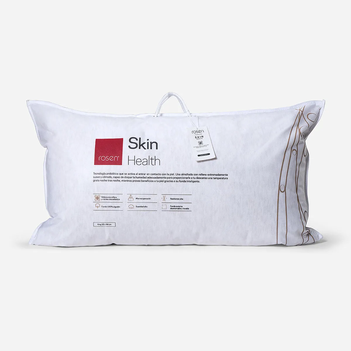ROSEN - Almohada Skin+ Microfibra/Viscoelástica King 50x90 cm