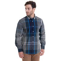 Camisa Hombre Escocesa Regular Fit Gris Algodon
