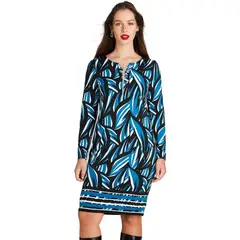 LORENZO DI PONTTI - Vestido Manga Larga Estampado Celeste