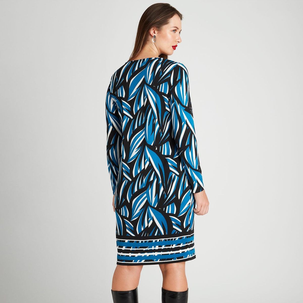 LORENZO DI PONTTI - Vestido Manga Larga Estampado Celeste
