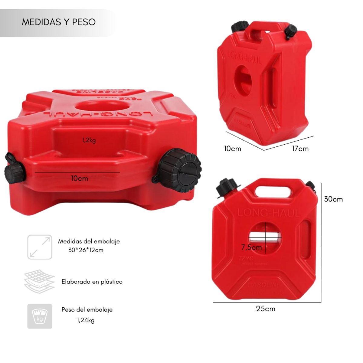 GENERICO - Bidon de Bencina Portatil Moto Plastico con Llave y Fijacion