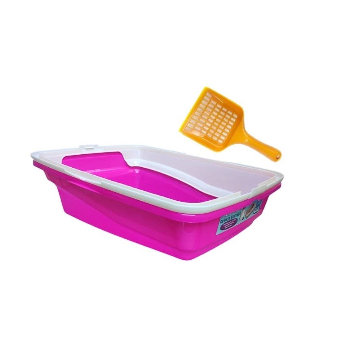 PETS AND FRIENDS - Arenero Ó Bandeja Sanitaria Con Borde Pala Para Gatos Rosa.