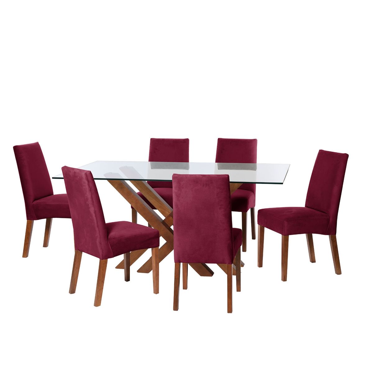 LATAM HOME - JUEGO DE COMEDOR MERIDA 6 SILLAS CADIZ TELA VELVET BURDEO