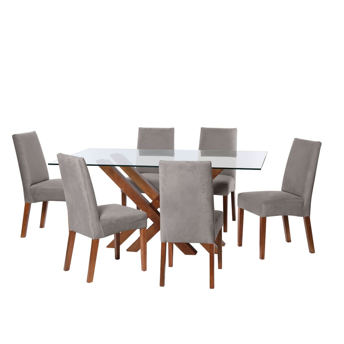 LATAM HOME - Juego de Comedor Latam Home Merida 6 Sillas, Vidrio, Madera
