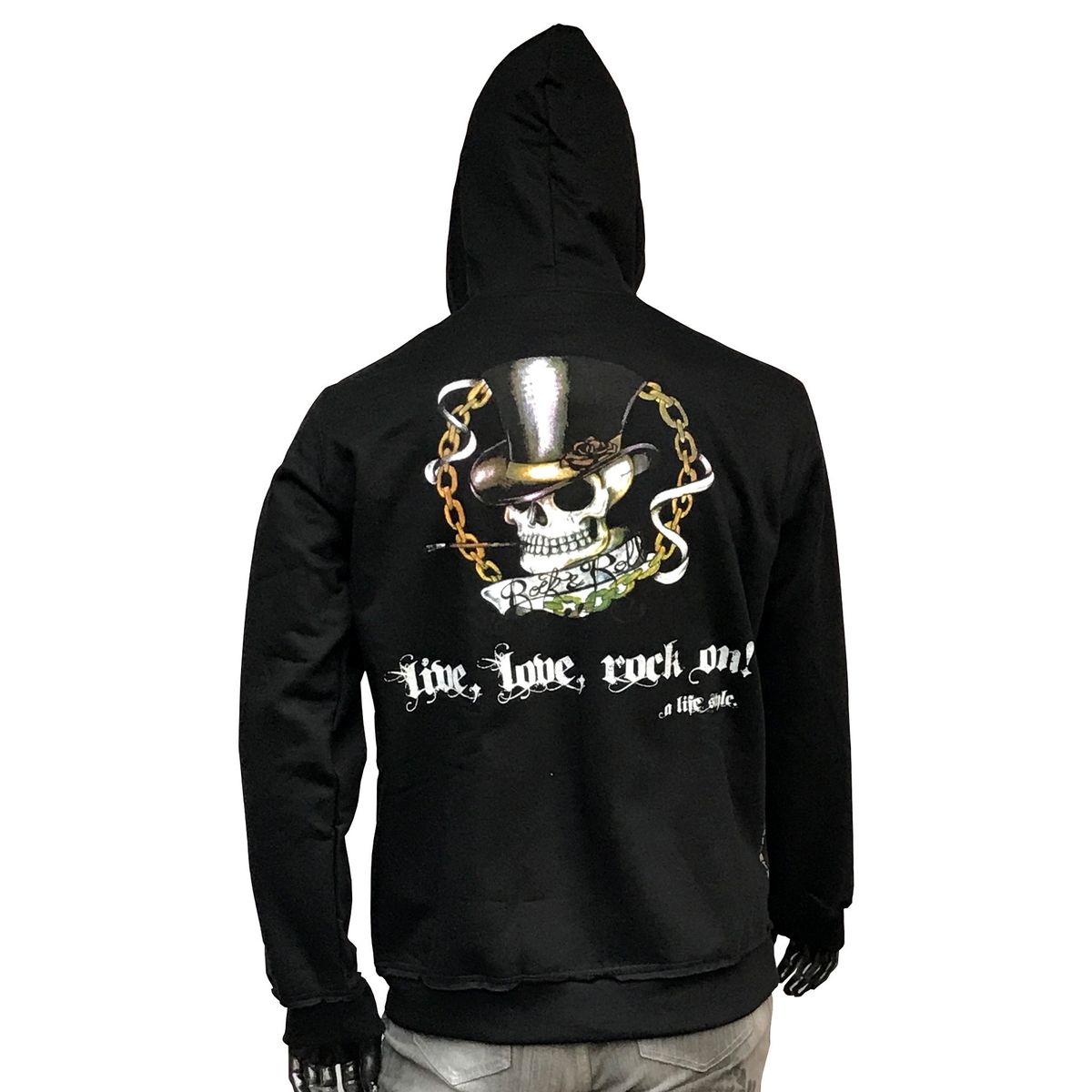 LIVE LOVE ROCK ON - Poleron Mujer Calavera Somb