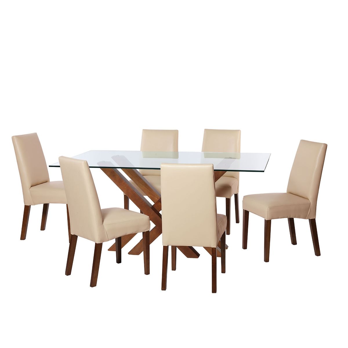 LATAM HOME - JUEGO DE COMEDOR MERIDA 6 SILLAS CADIZ PU BEIGE
