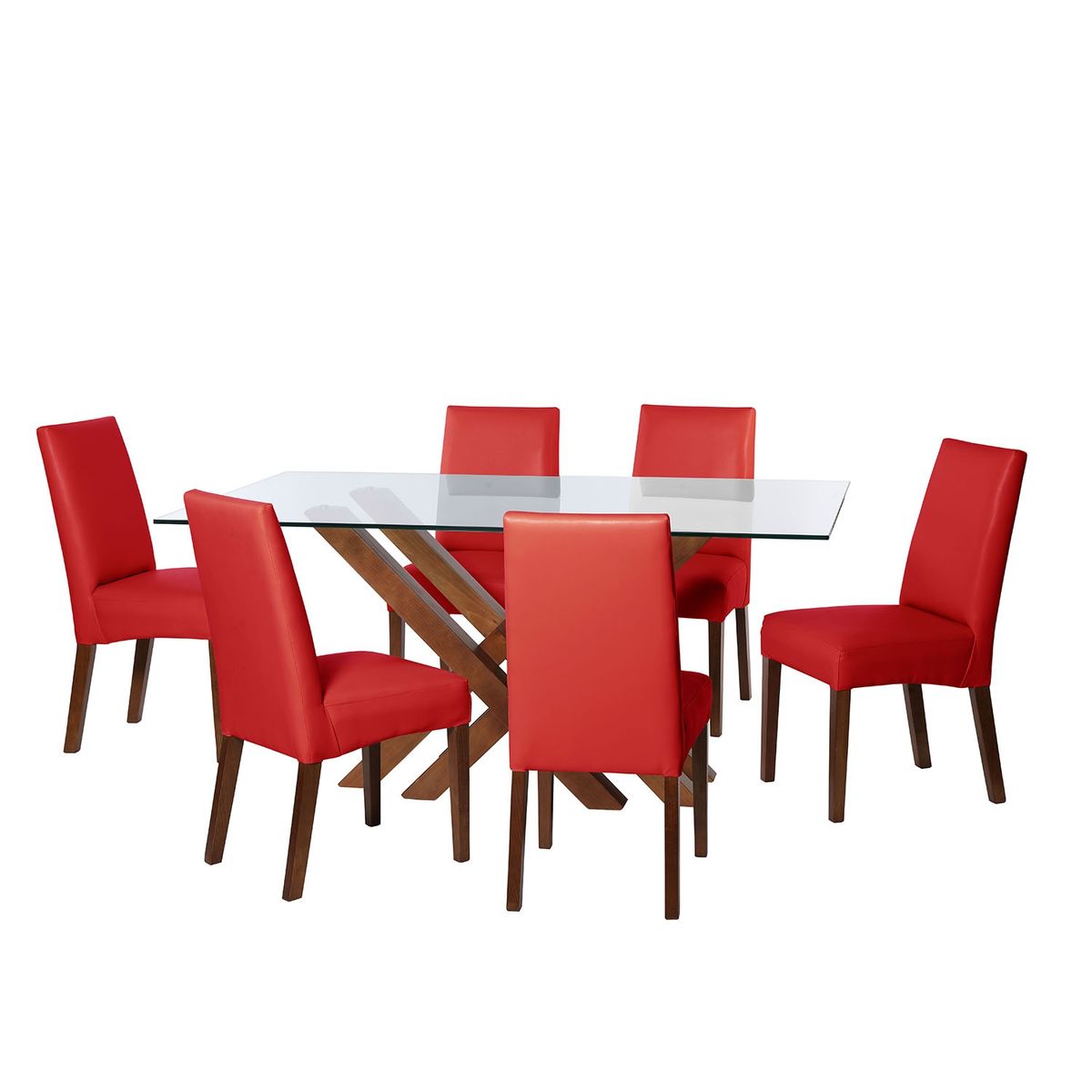 LATAM HOME - JUEGO DE COMEDOR MERIDA 6 SILLAS CADIZ PU ROJO