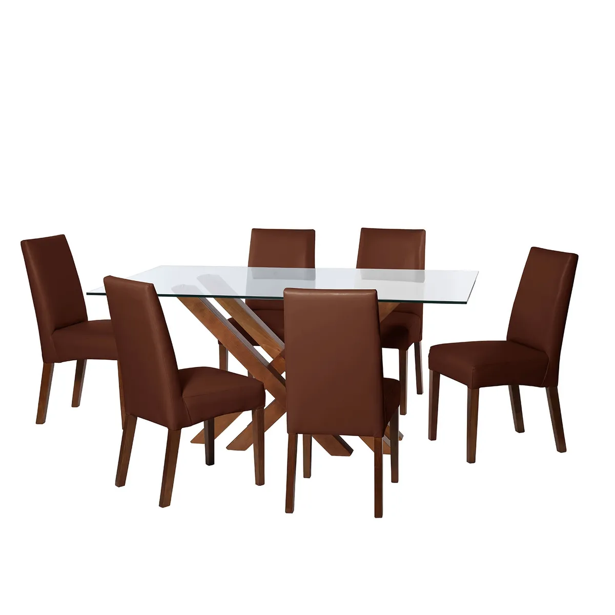 LATAM HOME - JUEGO DE COMEDOR MERIDA 6 SILLAS CADIZ PU CHOCOLATE